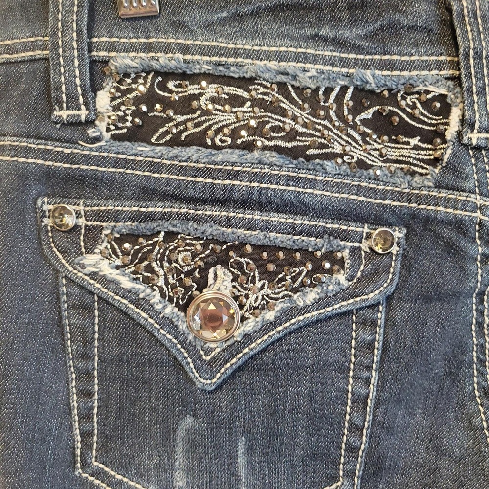 Vintage Y2K LA Idol Bling Jeans Women's‎ Western Low Rise 90s Rhinestone Size 11 - Picture 7 of 10